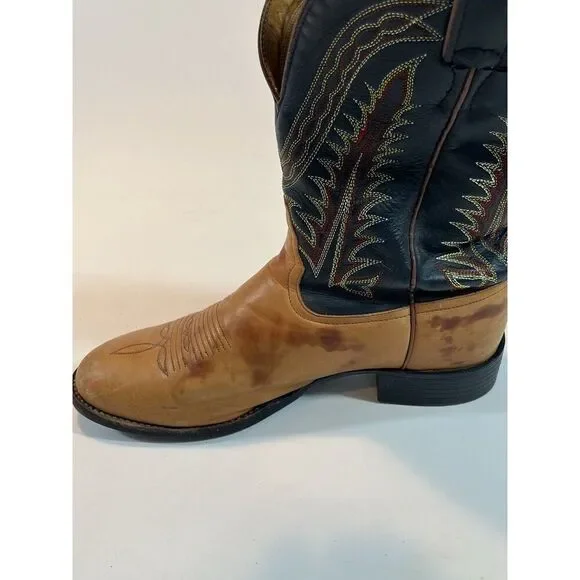 Tony Lama Boots Mens 8.5 B leather Cowboy Western - Picture 8 of 16